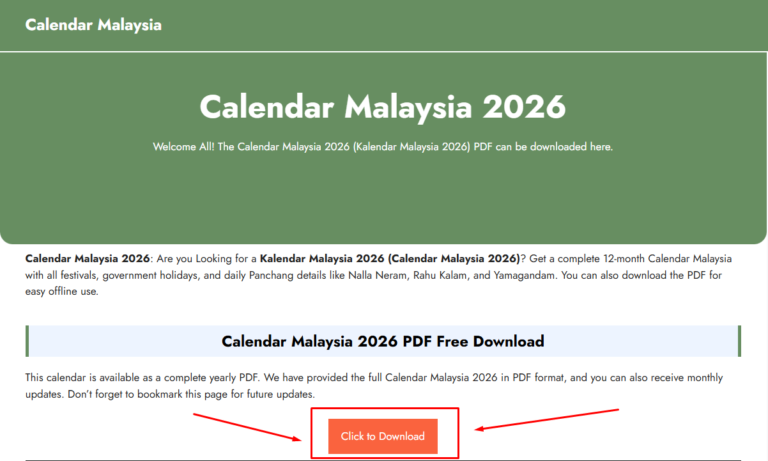 Calendar Malaysia 2026 - Kalendar Malaysia 2026 PDF Free Download