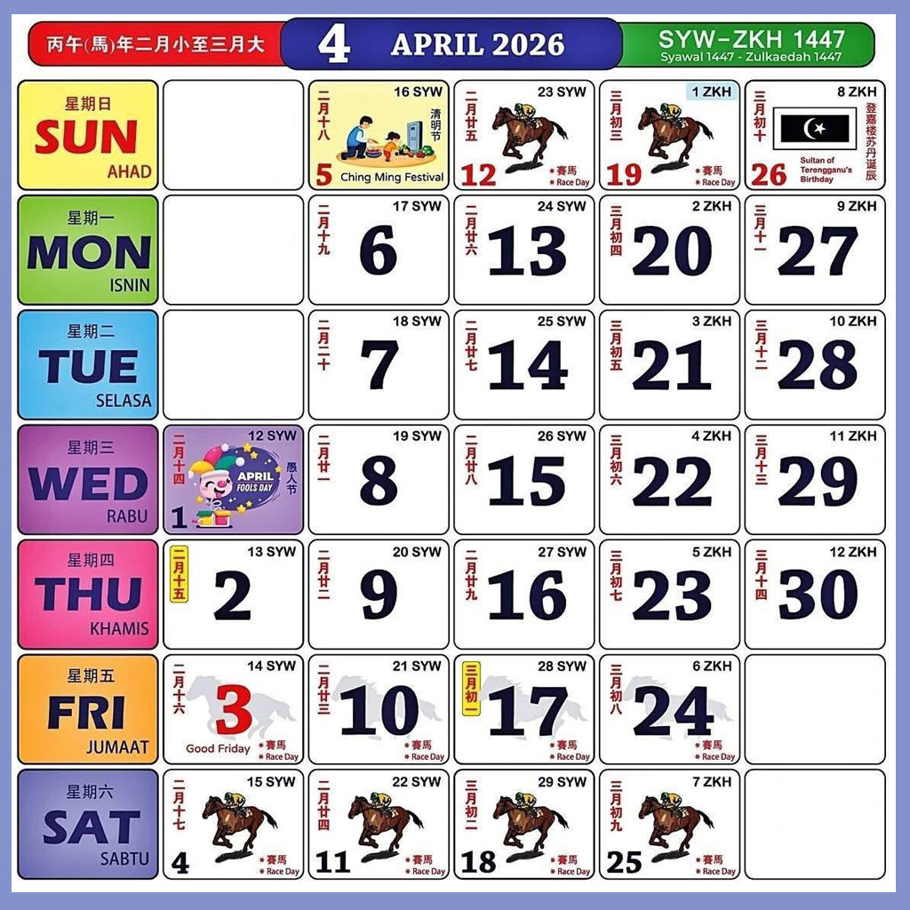 Calendar Malaysia 2026 April